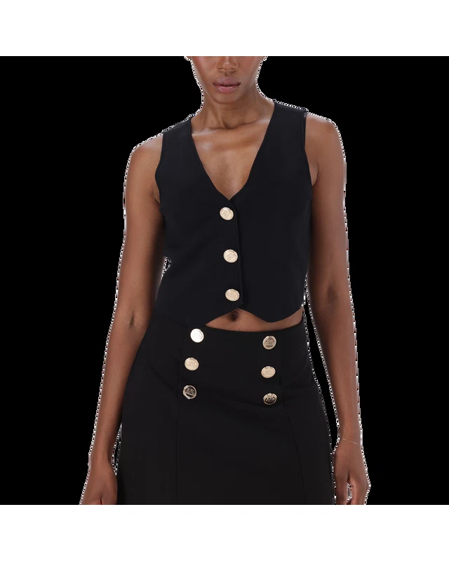 SOFIA BLACK KNIT WAISTCOAT TOP