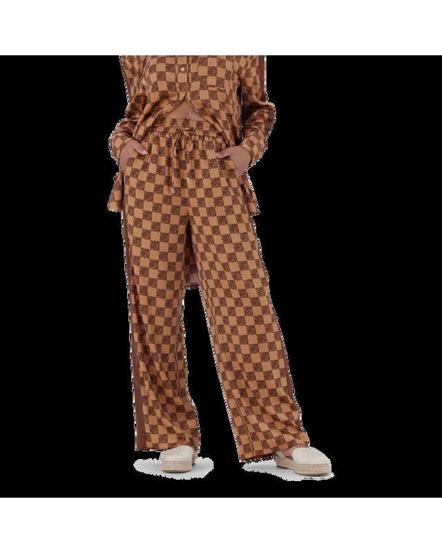 AZARA MOCHA MONOGRAM WIDE LEG PANT