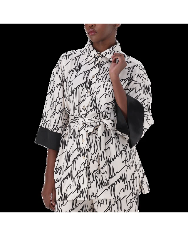 NYLA WHITE KIMONO SHIRT WITH BELT