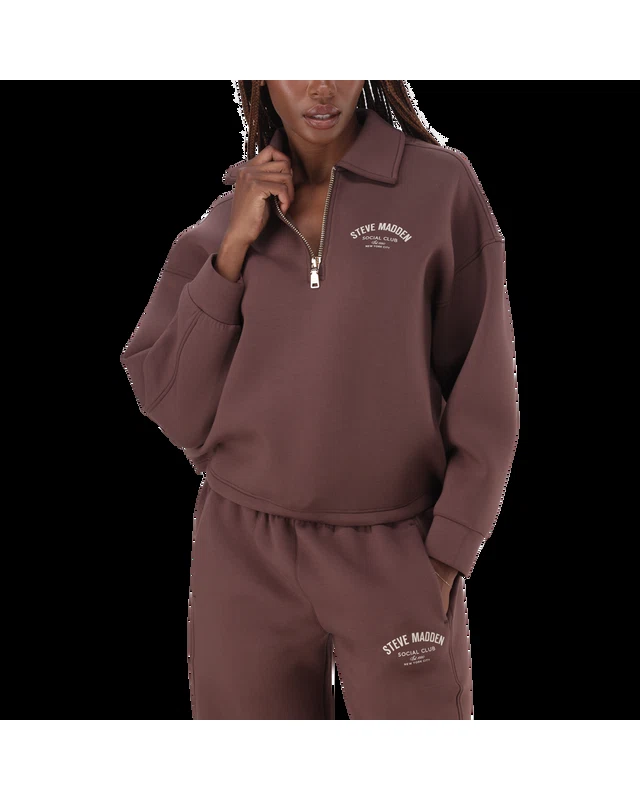 JULIAN BROWN/CHOCOLATE SCUBA SWEAT WITH COLLAR & ZIP