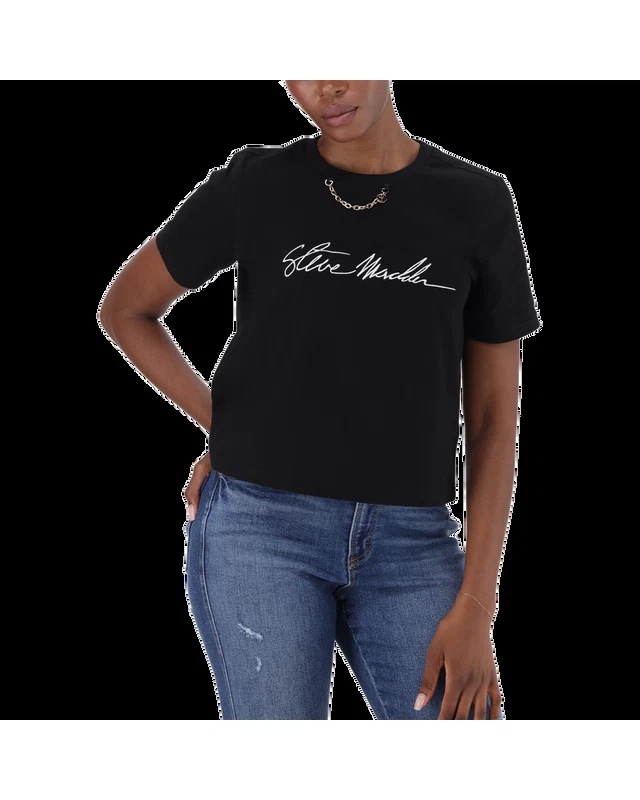 THERESA BLACK REGULAR T-SHIRT WITH CHAIN CHARM