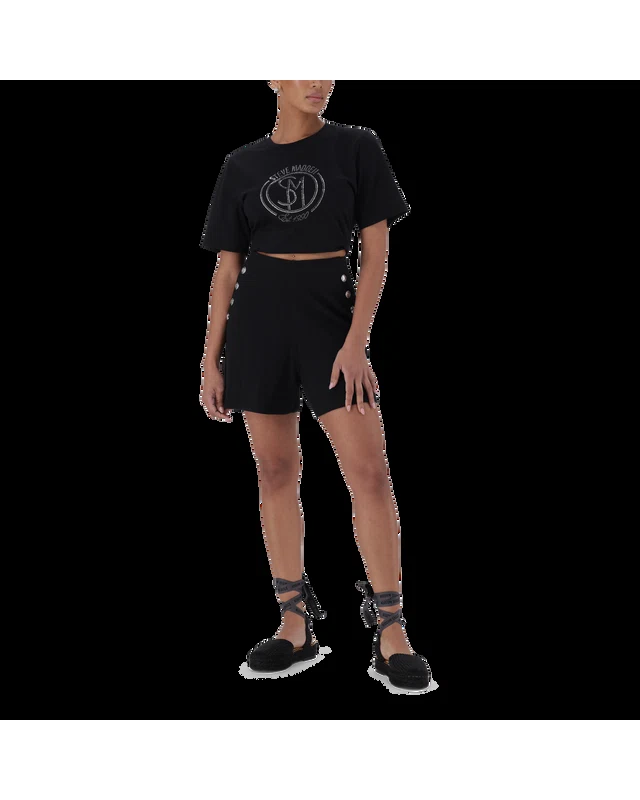 HOLLY BLACK HIGH WAISTED SHORTS WITH POPPERS