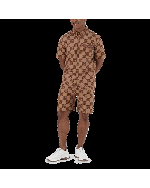 SILAS CAMEL CHECKER BLOCK SHIRT