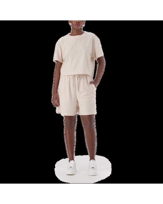 BELLA STONE EMBOSSED LOGO JOGGER SHORTS