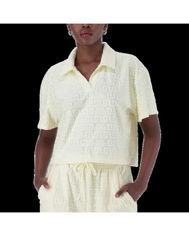 TESSA LEMON EMBOSSED LOGO TOP WITH COLLAR