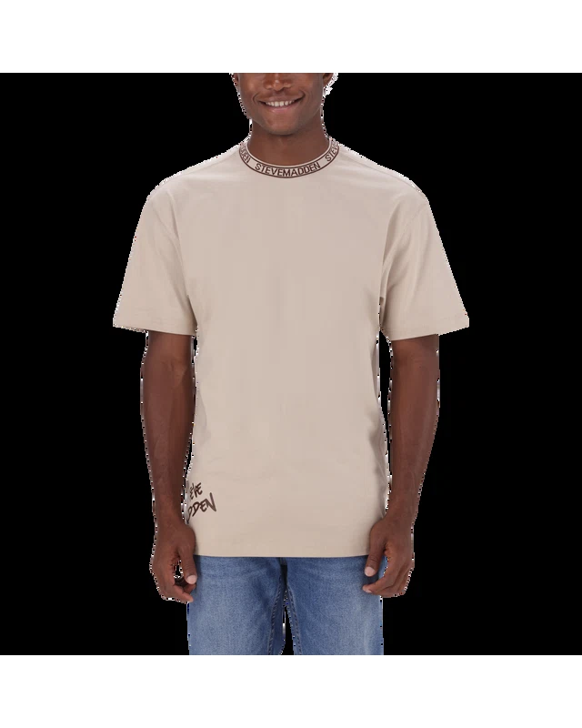 LANDON NEUTRAL LOGO TRIMMED T-SHIRT
