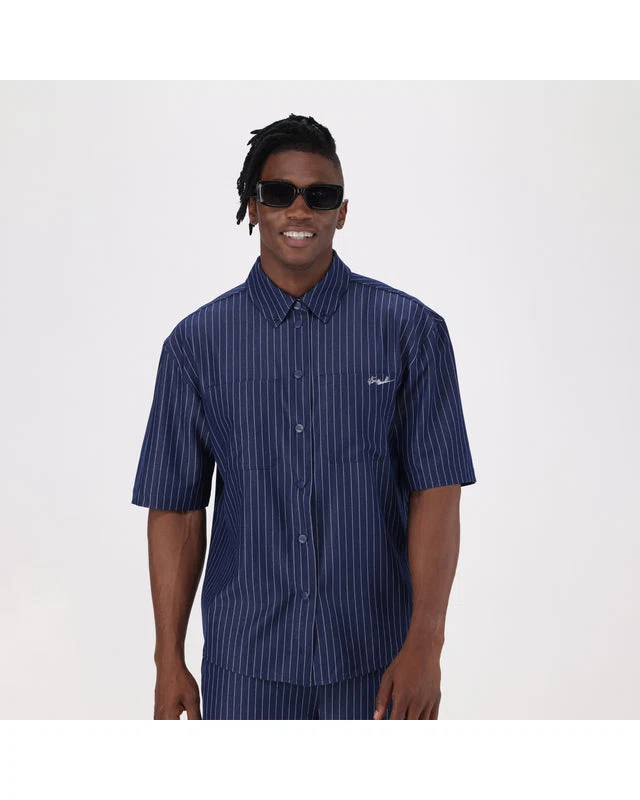 PETER NAVY PIN STRIPE SHIRT