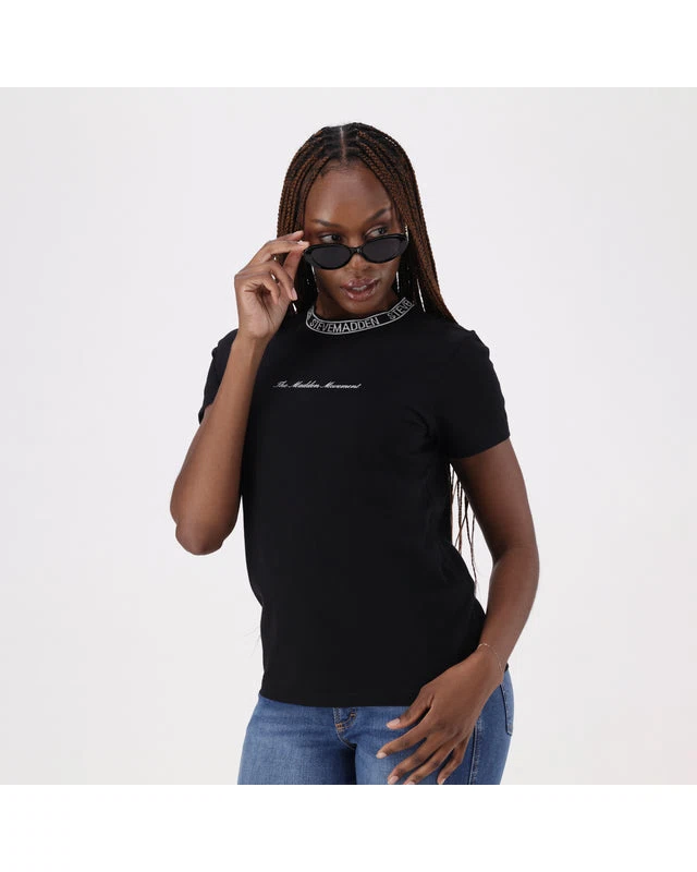 CINDY BLACK CREW NECK REGULAR T-SHIRT
