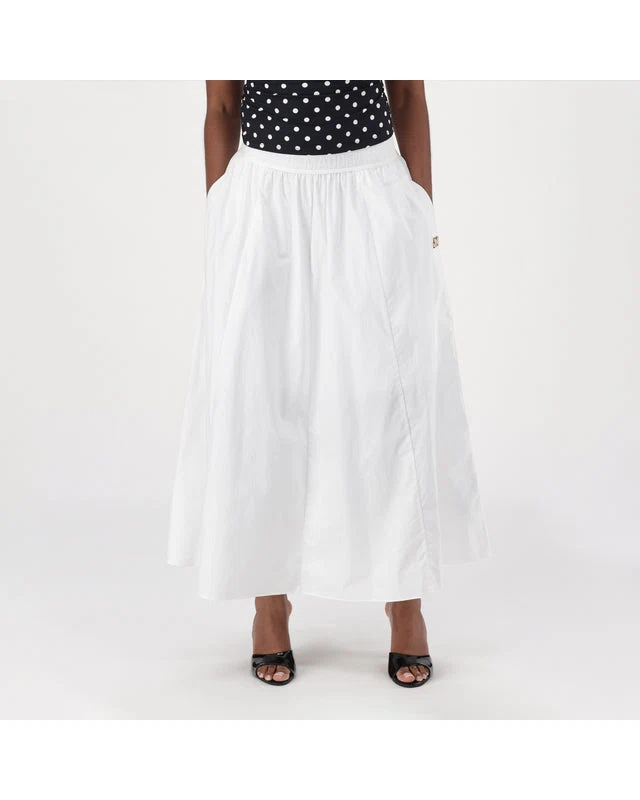 AMBER WHITE ADJUSTABLE HEM MIDI SKIRT