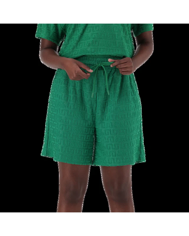 BELLA EMERALD EMBOSSED LOGO JOGGER SHORTS