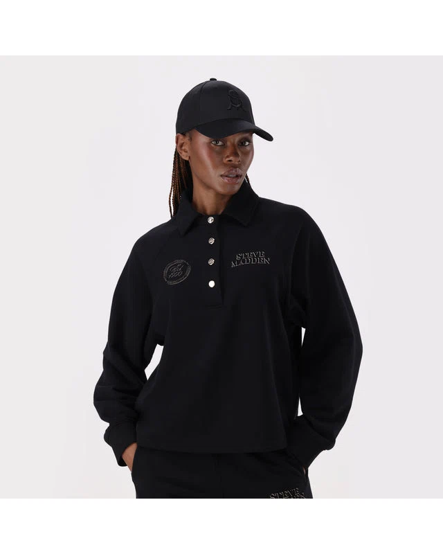 VALENTINA BLACK OVERSIZED POLO TOP