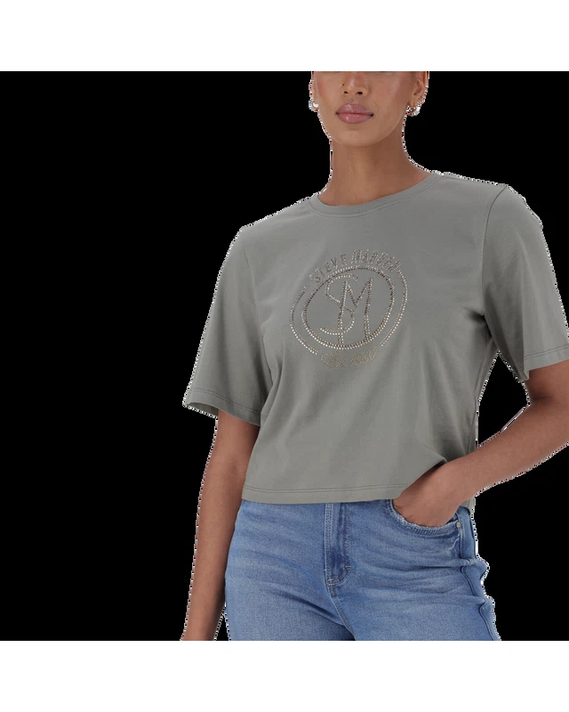BRIANNA FATIGUE BOXY SPARKLE LOGO T-SHIRT