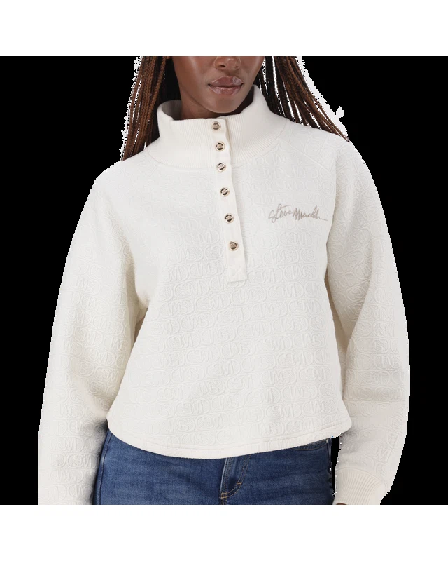 JANET CREAM JACQUARD HENLEY TOP